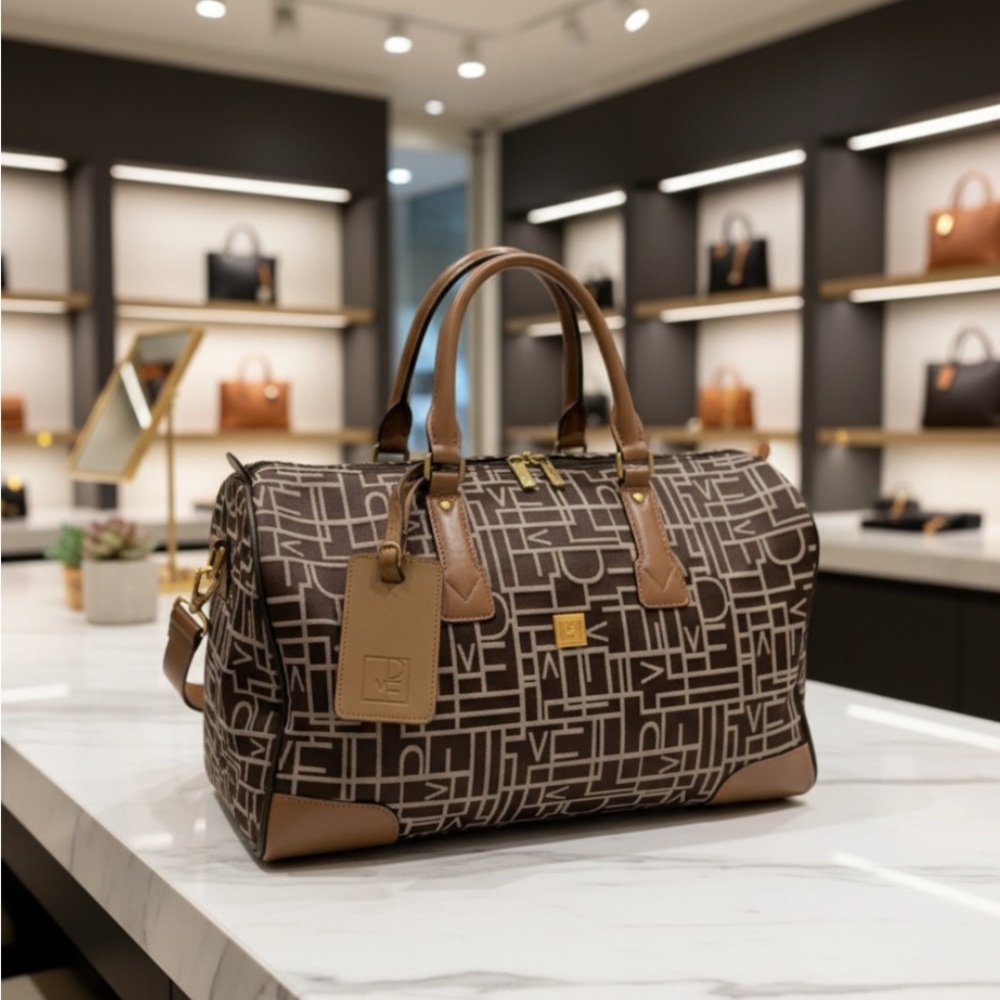 Diane von Furstenberg Vintage Overnight Bag Tote Classic DVF Brown / Tan Logo